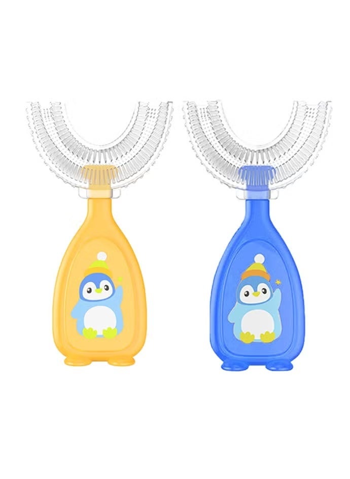 هاهاهاي 2 قطعة فرشاة أسنان للأطفال، فرشاة أسنان للأطفال على شكل حرف U، فرشاة أسنان يدوية للفم بالكامل لعمر 2-6 سنوات، تصميم تنظيف الأسنان بزاوية 360 درجة - Image 5